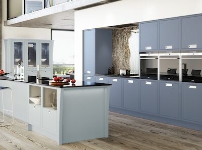 mereway kitchens dainty blue and priory blue