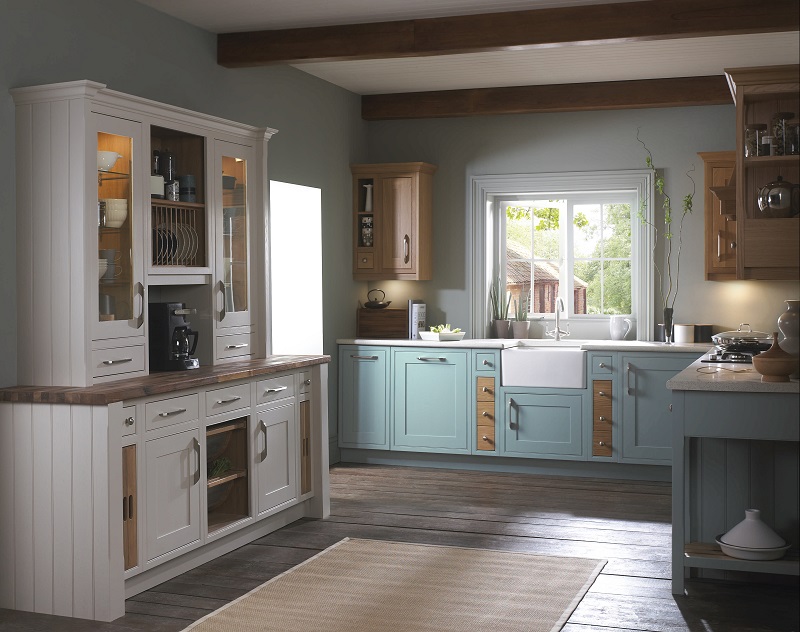shaker style kitchen, mereway english revival, cobalt blue