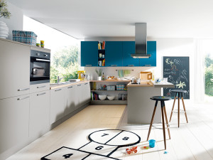 schuller kitchens blue cabinet section