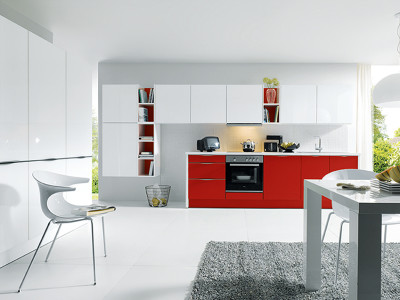schuller kitchens, red and white kitchen